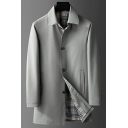 Urban Mens Trench Coat Pure Color Button down Long Sleeves Turn down Collar Regular Fit Trench Coat