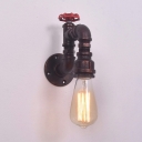 Single Light Water Pipe Wall Sconce Light Bronze Finish Industrial Style Metal Wall Mounted Lamp for Corridor