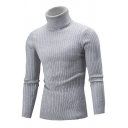 Chic Sweater Whole Colored Knitted Long-sleeved High Neck Skinny Pullover Sweater for Men