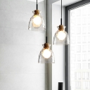 Clear Glass LED Pendant Light Bowl Modern and Simple Style Hanging Light for Bar Coffee Shop