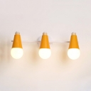 Rotatable Metal Wall Lamp with Cone Green/Yellow Triple Lights Vanity Light for Bathroom Bedroom