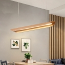 Wood Pendant Light Modern Nordic Minimalist 1 Light LED Linear Hanging Light Fixtures for Dinning Room