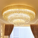 Multi Tier Ceiling Lamp Contemporary Crystal 3 Colors Light LED Ceiling Mount Light in Gold