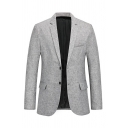 Cool Mens Jacket Suit Pure Color Long Sleeves Button Closure Slim Fit Suit with Pockets