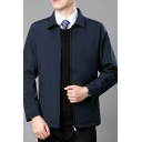 Freestyle Guys Jacket Solid Color Long-Sleeved Turn-down Collar Relaxed Zip Up Jacket