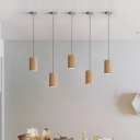Japanese Style Wood Pendant Light Modern and Simple Cylinder Hanging Light for Bedside Dinning Room
