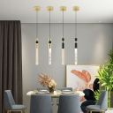 Post Modern Metal Single Head Tube Pendant Light Crystal LED Suspension Light for Dining Room