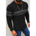 Simple Sweater Striped Patterned Crew Neck Long Sleeve Slim Fit Sweater