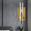 Cylinder Wall Sconce Light Modern Glass and Metal Shade Wall Light for Bedroom