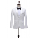 Creative Suit Plain Pocket Spread Collar Long Sleeve Skinny Single Button Blazer for Men