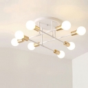 8-Light Flush Mount Ceiling Light Industrial Style Spread Shape Metal Ceiling Mounted Light