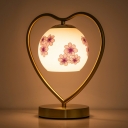 Modern Dome Table Lamp 1 Head Glass Table Light for Study Room with Heart Shaped Arm