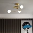 Contemporary Simple Bubble Shade Ceiling Light 3/5 Heads Flush Light Fixture for Living Room