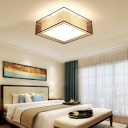 Coffee Fabric Ceiling Flush 8 Inchs Height Traditional Flush Mount Lamp for Bedroom
