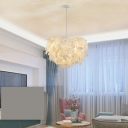 Modern Hanging Lights Feather Chandelier for Living Room Children's Room Bedroom