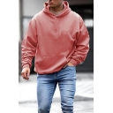 Casual Mens Drawstring Hoodie Solid Color Long-Sleeved Pocket Detail Rib Cuffs Loose Fitted Hoodie