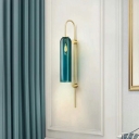 Mid-Century Cylinder Shaped Wall Mounted Glass Single Bulb Living Room Sconce Fixture with Gooseneck Arm