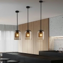 Modern Simple Style Adjustable Pendant Light with Double Layer Glass Shade Pendant for Kitchen