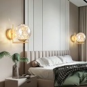 Glass Orb Wall Lighting Modern LED Sconce Lighting with Right Angle Arm for Bedroom