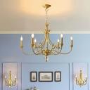 Simple American Style Chandelier 6 Head Vintage Ceiling Chandelier for Bar Bedroom Dining Room Cafe
