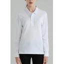 Creative Polo Shirt Solid Color Turn-down Collar Long-Sleeved Loose Fit Polo Shirt for Men