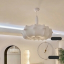 Silk Pendant Lamp Contemporary Suspended Lighting Fixture White in 3 Light