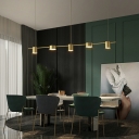 Modern Style Simple Cylinder Shade Island Pendant Metal 5 Light Island Light in Gold for Restaurant