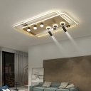 Geometric Semi Flush Mount Ceiling Light with Adjustable Angle Metallic Ceiling Lamp for Living Room