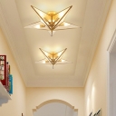 5-Light Beveled Glass Flush Mount Lighting Fixture Traditional Coppery Star Close to Ceiling Light