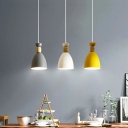 Nordic Style Macaron Hanging Light Goblet Shaped Metal Wood Pendant Light for Coffee Shop