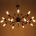 Industrial Style Spider Shaped Chandelier Metal 16 Light Chandelier for Living Room