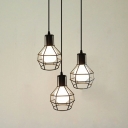 Bulb Shape Hanging Light Fixtures Vintage Industrial Black Iron 1 Light Pendant Lighting for Restaurant