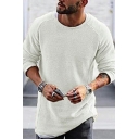 Trendy Sweater Round Neck Solid Color Long Sleeves Regular Fit Sweater for Men