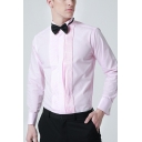 Formal Guys Shirt Pure Color Wrinkled Detail Button Placket Regular Fit Long-Sleeved Shirt