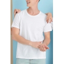 Simple Mens T-Shirt Pure Color Short Sleeves Round Neck Regular Fit T-Shirt