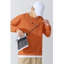 Street Look Mens Sweatshirt Solid Color Round Neck Fake Two-piece Long Sleeve Rib Cuffs Loose Fit Sweatshirt