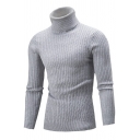 Casual Men's Sweater Color Panel Pleated Crew Neck Slimming Long Sleeve Sweater