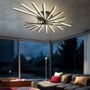Sputnik Iron Semi Flush Ceiling Light Modernism LED Flushmount in Black for Living Room