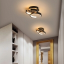 Modern Style Ring Semi Flush Mount Light Metal 2 Light Ceiling Light for Bedroom