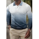 Creative Mens Polo Shirt 3D Print Long Sleeve Turn down Collar Slim Fit Polo Shirt
