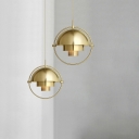 Modern Style Globe Shade Pendant Light Metal 1 Light Hanging Lamp for Restaurant