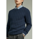 Basic Men's Sweater Solid Color Long Sleeve Round Neck Regular Fit Pullover Sweater