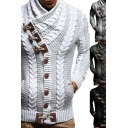 Mens Creative Cardigan Sweater Contrast Color Long Sleeves Shawl Collar Button Closure Regular Fitted Cardigan Sweater
