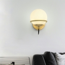 Spherical Sconce Light Fixture Nordic Glass Shade Wall Mount Light for Drawing Room