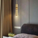 Modern Style Cylinder Hanging Light Metal Crystal LED Pendant Light for Bedside