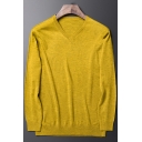 Basic Sweater Whole Colored Long Sleeves V Neck Regular Fitted Pullover Sweater for Men