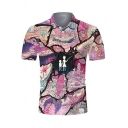 Urban Polo Shirt 3D Print Spread Collar Short Sleeves Loose Fit Polo Shirt for Men