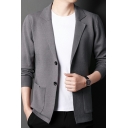 Men Chic Cardigan Plain Suit Collar Front Pocket Long-Sleeved Loose Cardigan