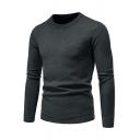 Casual Sweater Solid Color Long-sleeved Mock Collar Slimming Pullover Sweater for Men