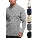Fancy Plain Sweater Scarf Collar Long-Sleeved Rib Hem Slim Fitted Sweater for Men